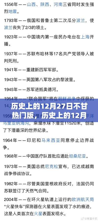 歷史上的12月27日深度測(cè)評(píng)與介紹，熱門版一覽