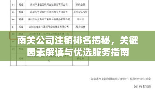 南關(guān)公司注銷排名揭秘，關(guān)鍵因素解讀與優(yōu)選服務(wù)指南
