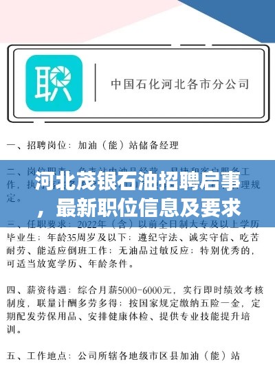 河北茂銀石油招聘啟事，最新職位信息及要求速覽