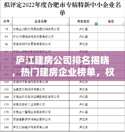 廬江建房公司排名揭曉，熱門建房企業(yè)榜單，權(quán)威排名不容錯過！