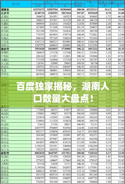 百度獨(dú)家揭秘，湖南人口數(shù)量大盤點(diǎn)！