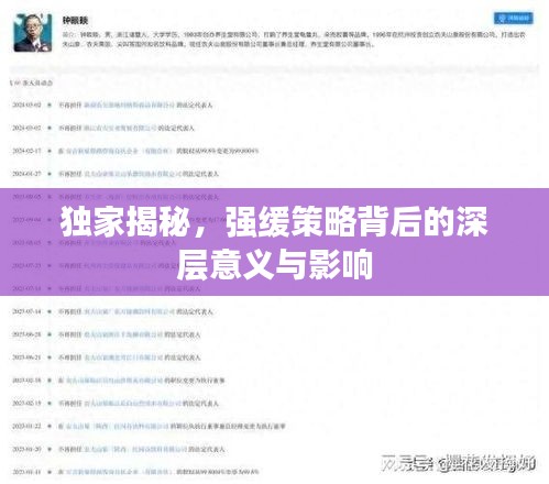 獨家揭秘，強緩策略背后的深層意義與影響