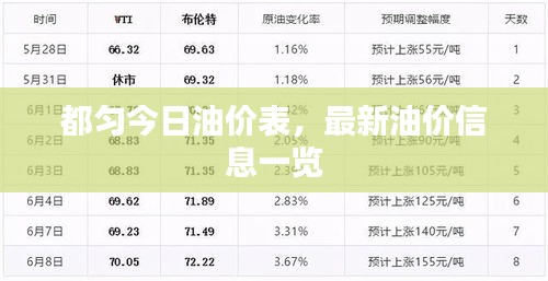 都勻今日油價表，最新油價信息一覽