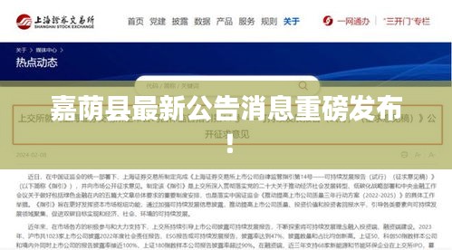 嘉蔭縣最新公告消息重磅發(fā)布！